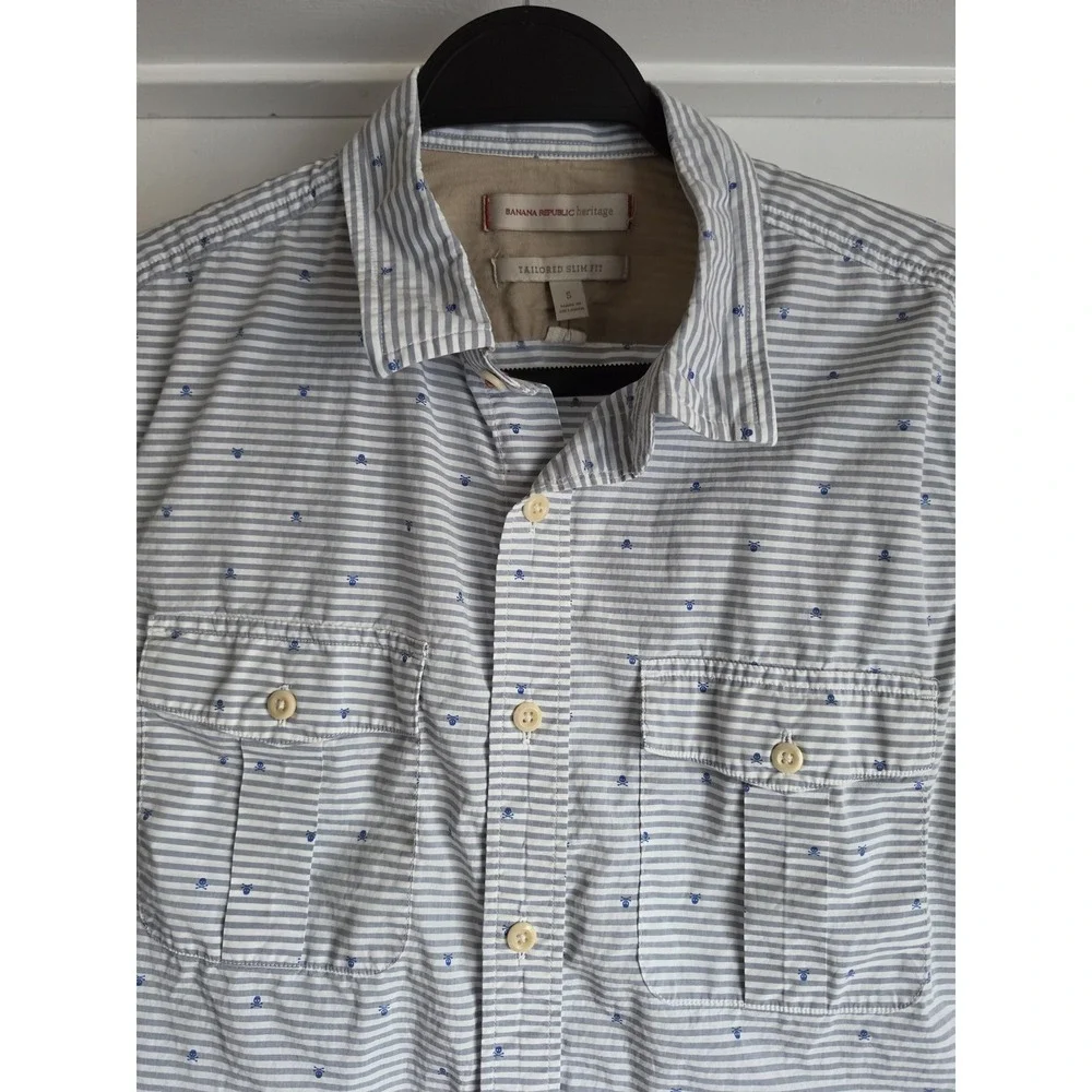 Banana Republic Men S Button Down Shirt Long Sleeve Blue White Striped Cotton